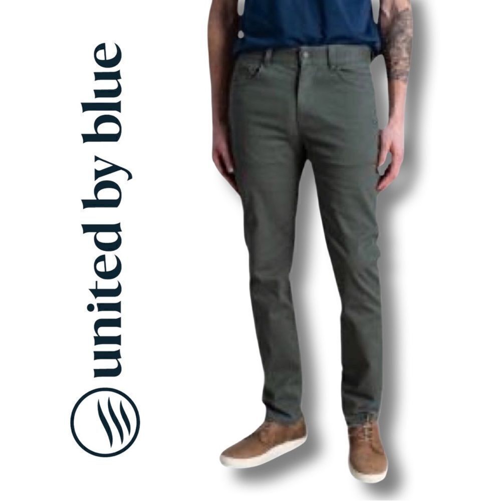 United By Blue Men's Organic 5-Pocket Pants • Dark Olive • NWT
